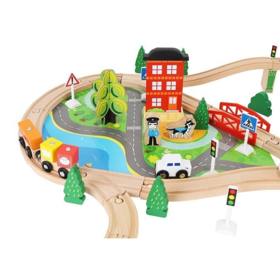 Drevená vláčkodráha 78 dielov na batérie Aga4Kids MR6044