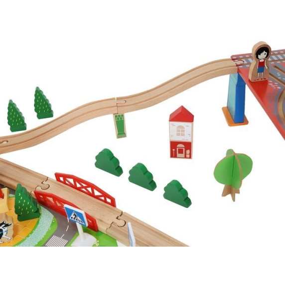 Drevená vláčkodráha 78 dielov na batérie Aga4Kids MR6044