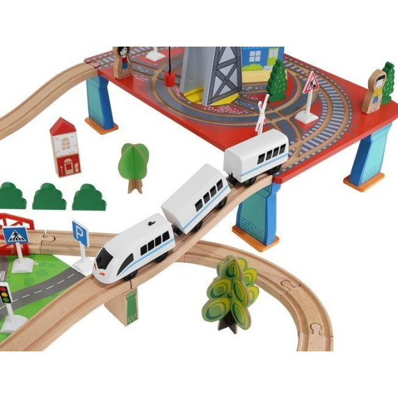Drevená vláčkodráha 78 dielov na batérie Aga4Kids MR6044