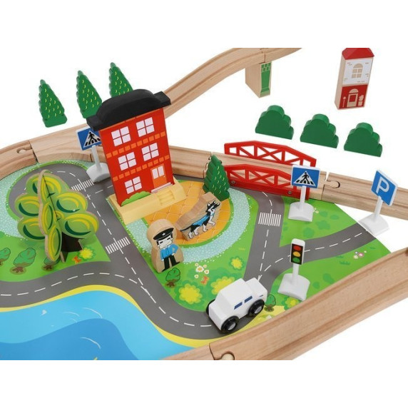 Drevená vláčkodráha 78 dielov na batérie Aga4Kids MR6044