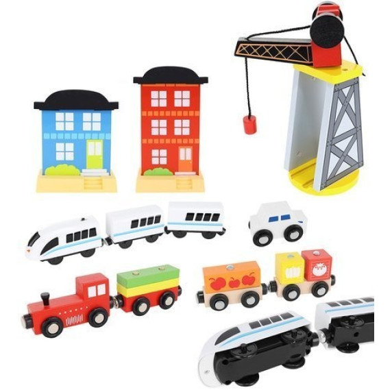 Drevená vláčkodráha 78 dielov na batérie Aga4Kids MR6044