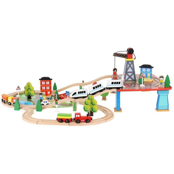 Drevená vláčkodráha 78 dielov na batérie Aga4Kids MR6044