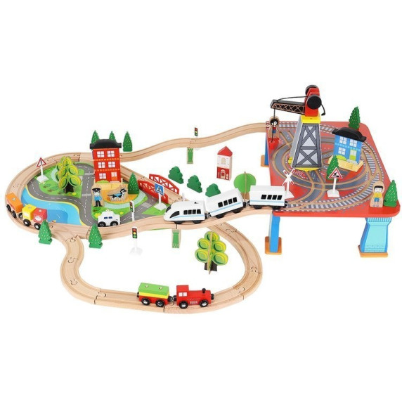 Drevená vláčkodráha 78 dielov na batérie Aga4Kids MR6044