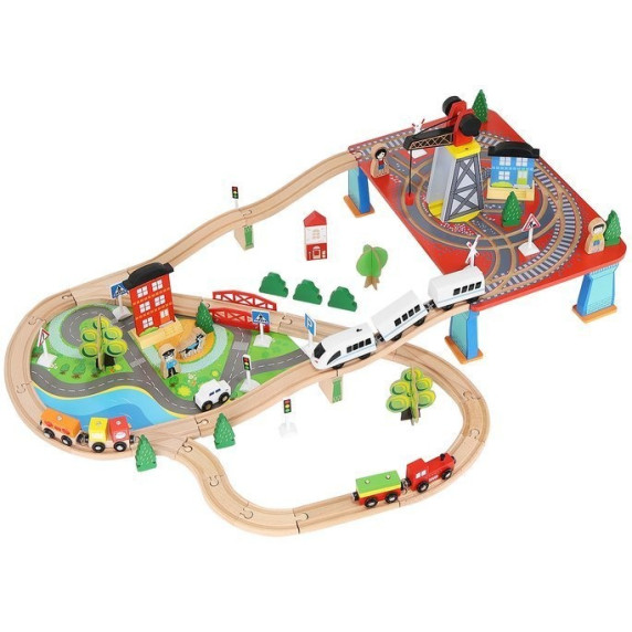 Drevená vláčkodráha 78 dielov na batérie Aga4Kids MR6044