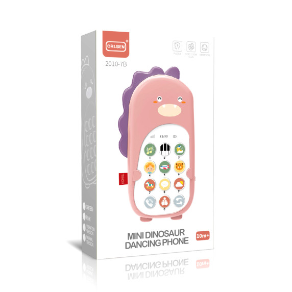 Telefon de jucărie pentru copii cu efecte sonore - Aga4Kids MR1390-Pink - dinozaur roz