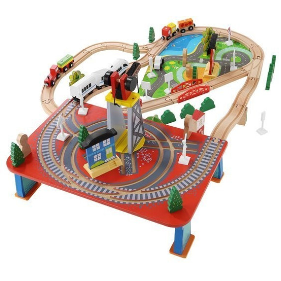 Drevená vláčkodráha 78 dielov na batérie Aga4Kids MR6044