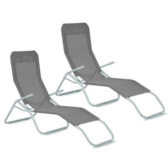 2x Záhradné lehátko AGA SIESTA 2x MR4250-Grey / 2x MC372171G - sivé