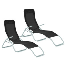 Set șezlong plajă 2 bucăți - AGA SIESTA 2x MR4250-Black - negru - 