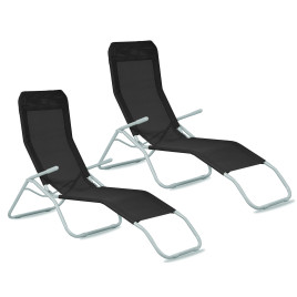 Napozóágy 2 darab AGA SIESTA 2x MR4250-Black - fekete - 