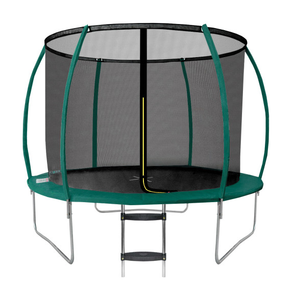 Trampolína 250 cm s vnútornou ochrannou sieťou a schodíkmi Aga SPORT EXCLUSIVE MRPU1008DG - tmavozelená