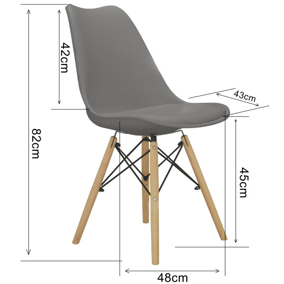 Étkezőszék ülőpárnával fa lábakkal AGA MR2035Grey - Szürke