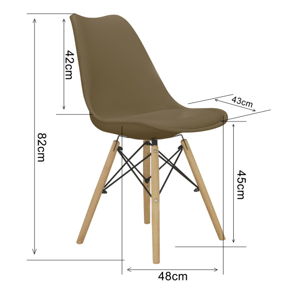 Étkezőszék ülőpárnával fa lábakkal AGA MR2035- Barna