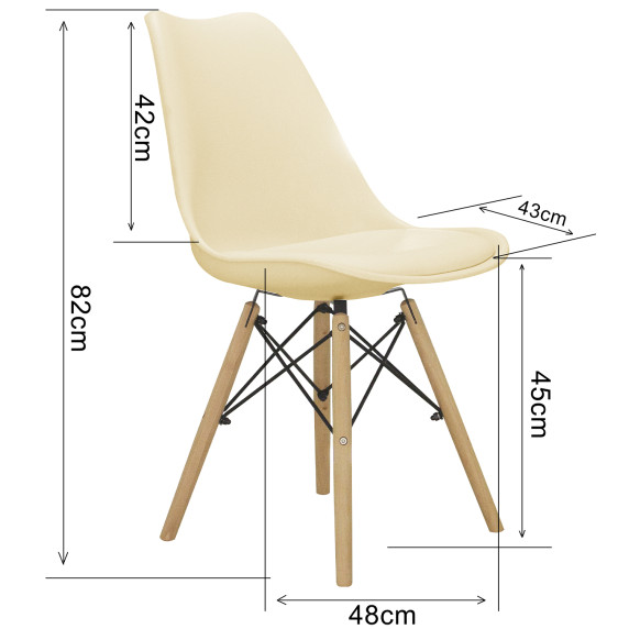 Étkezőszék ülőpárnával fa lábakkal AGA MR2035Beige - Bézs
