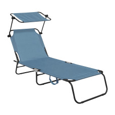 Záhradné polohovacie lehátko so strieškou AGA MR4254-LightBlue - svetlomodré - 