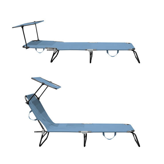 Záhradné polohovacie lehátko so strieškou AGA MR4254-LightBlue - svetlomodré