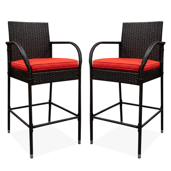 Rattan bárszék karfával 2 darab AGA MR4421Red - Piros