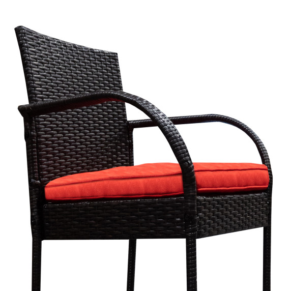 Rattan bárszék karfával 2 darab AGA MR4421Red - Piros