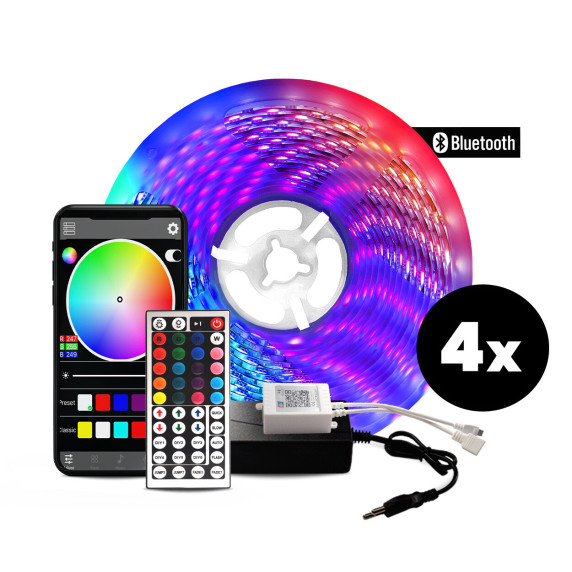 LED szalag 5m 4x Bluetooth RGB AGA 4x MR8001 + vezérlő + forrás