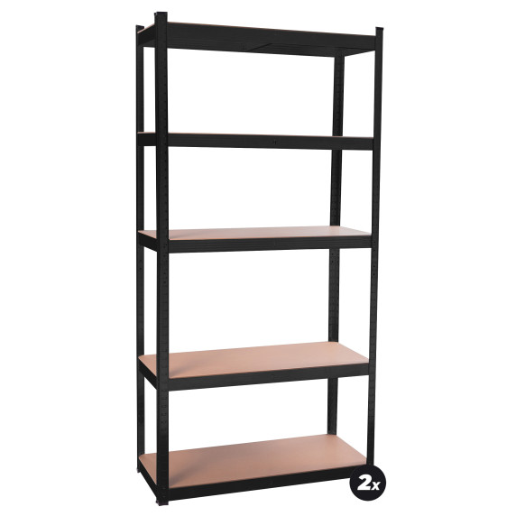 2x Kovový regál 180 x 90 x 40 cm 5 políc AGA - MR4600-2 čierny