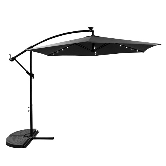 Záhradný slnečník s LED osvetlením 300 cm AGA MR2024-Dark Grey - tmavosivý