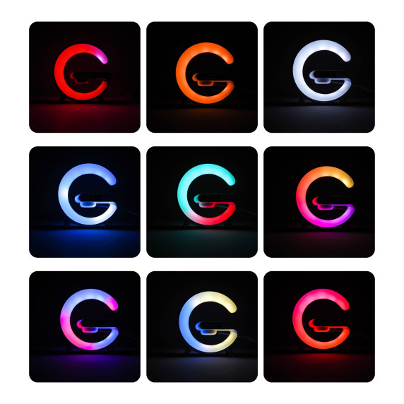 RGB LED lámpa 5 az 1-ben Aga vezeték nélküli töltővel - fehér