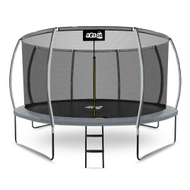 Trambulină cu diametrul de 366 cm, cu plasă de siguranță interioară, și cu scară - Aga SPORT EXCLUSIVE - gri - 