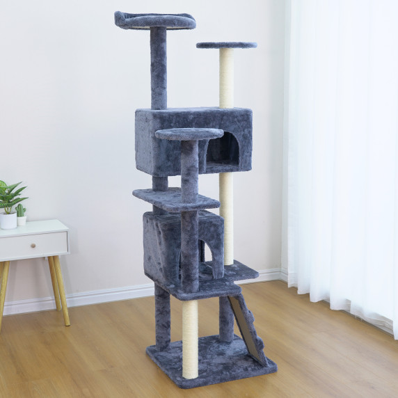 Macskakaparó oszlop 170 cm AGA DS319 - Szürke-fehér
