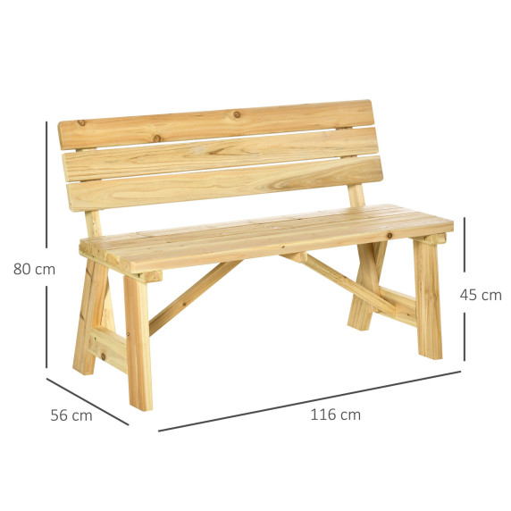 Drevená záhradná lavica 116x56x80 cm AGA DSA7511/84B-844ND - prírodná