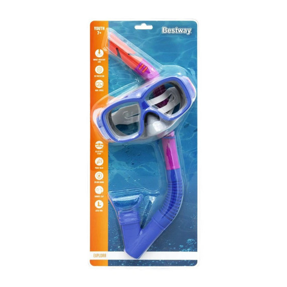 Set de scufundări Bestway, mască și snorkel - albastru/violet