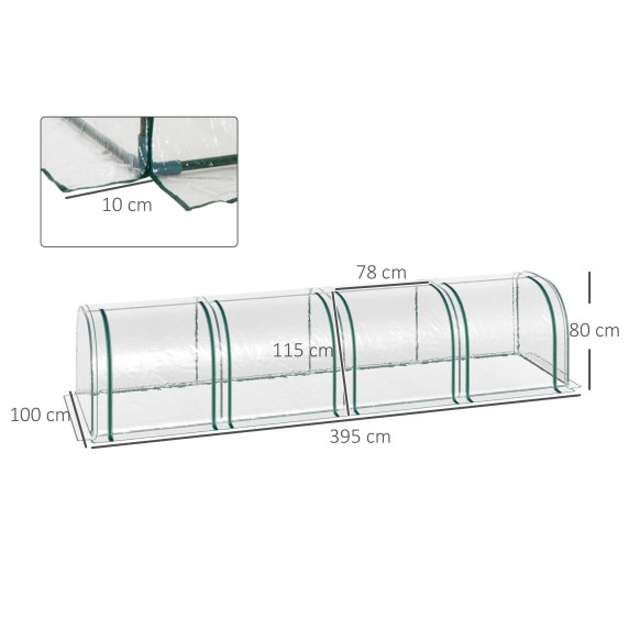 Záhradný fóliovník 395x100x80 cm AGA DSA2317/845-234V03CR