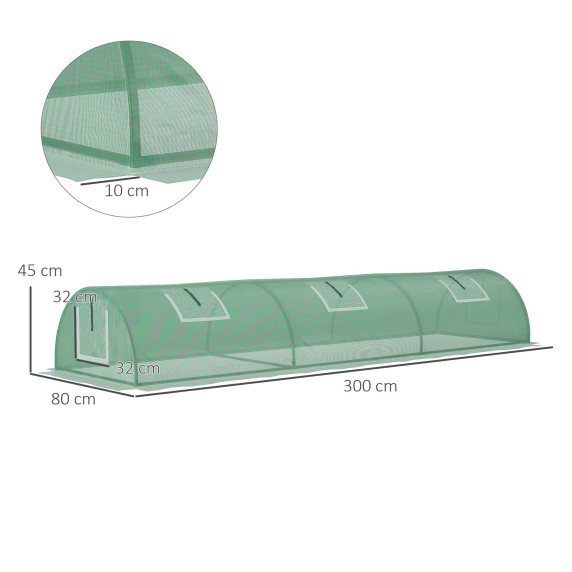 Záhradný fóliovník 300x80x45 cm AGA DSA2325/845-769V01GN - zelený