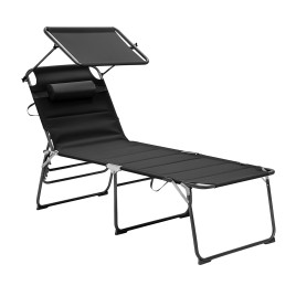Záhradné lehátko so strieškou XXL AGA MR4260-Black - čierne - 