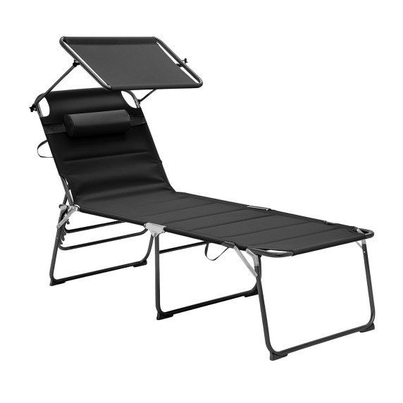 Záhradné lehátko so strieškou XXL AGA MR4260-Black - čierne