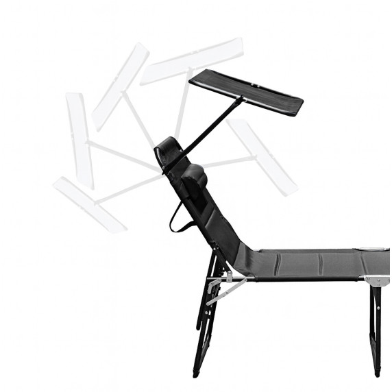 Záhradné lehátko so strieškou XXL AGA MR4260-Black - čierne