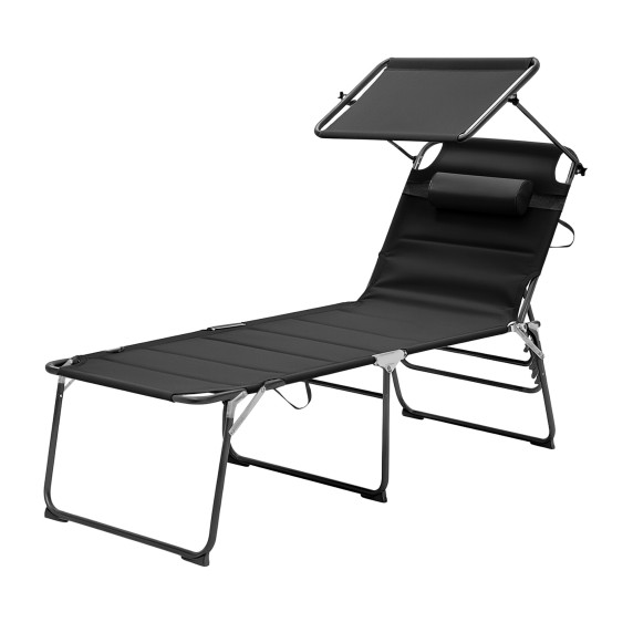 Záhradné lehátko so strieškou XXL AGA MR4260-Black - čierne