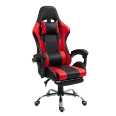 Scaun gamer cu suport pentru picioare AGA DS5011 - negru/roșu - 
