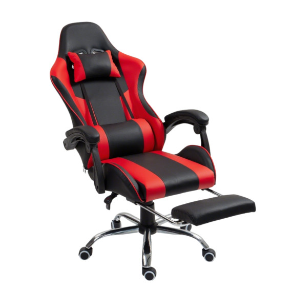 Scaun gamer cu suport pentru picioare AGA DS5011 - negru/roșu