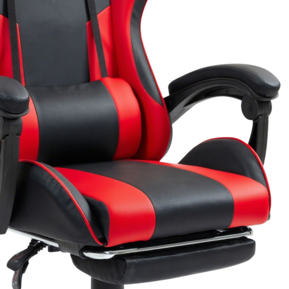 Scaun gamer cu suport pentru picioare AGA DS5011 - negru/roșu