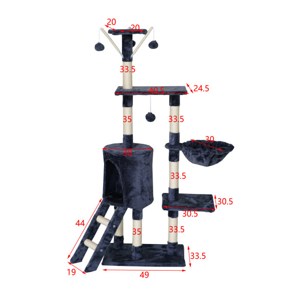 Stâlp de zgâriat pentru pisici Aga 55x36x136 cm Gri închis