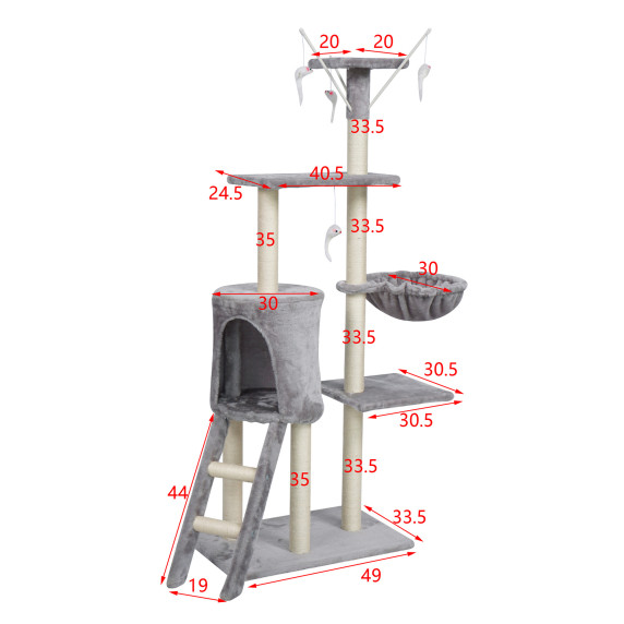 Stâlp de zgâriat pentru pisici 55x34x139 cm AGA DS342 - Gri