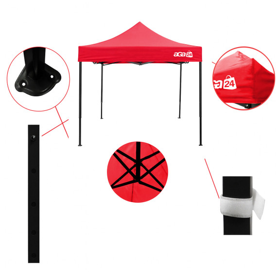 Predajný stánok bez bočníc 3×3 m AGA MR1701-LightRed - svetločervený