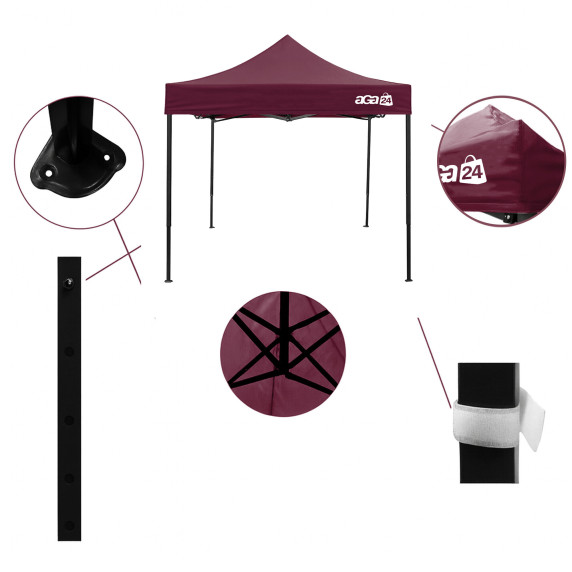 Stand de vânzare fără pereți laterali 3×3 m –AGA MR1701-DarkRed –  Roșu închis