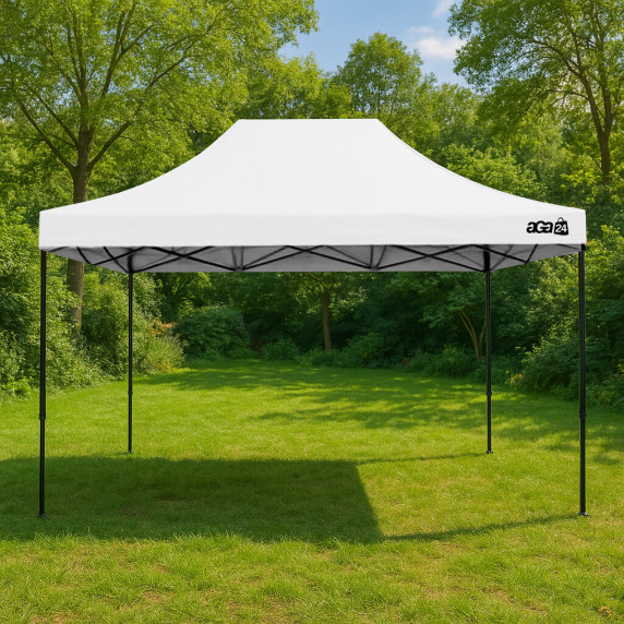 Stand de vânzare fără pereți laterali 3 x 4,5 m – AGA MR1702-WHITE – alb