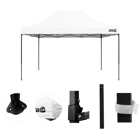 Stand de vânzare fără pereți laterali 3 x 4,5 m – AGA MR1702-WHITE – alb