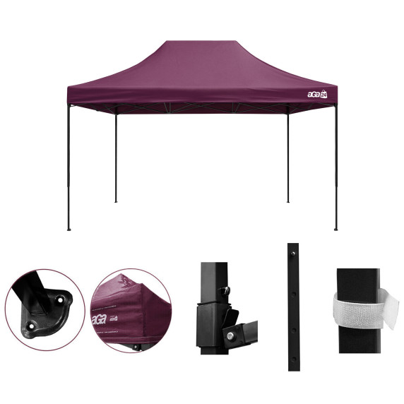 Stand de vânzare fără pereți laterali 3 x 4,5 m  – AGA MR1702-DARKRED –  roșu închis