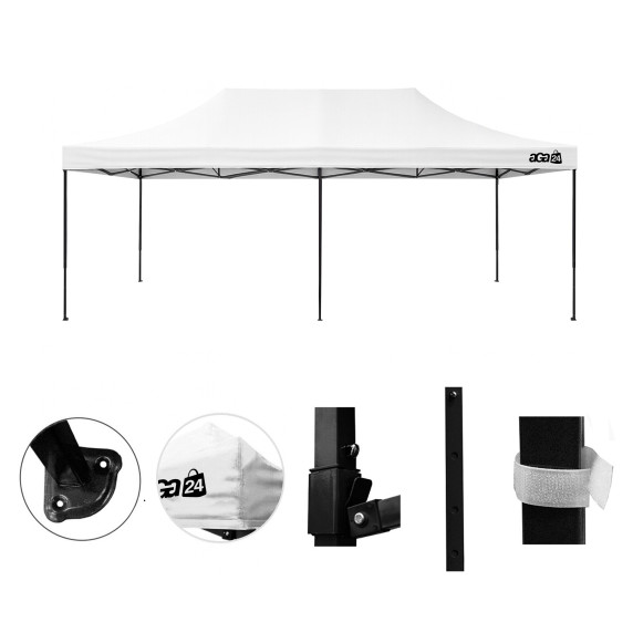 Stand de vânzare fără pereți laterali 3×6 m – AGA MR1703-WHITE – alb