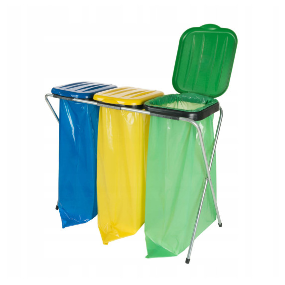 Szemeteszsák tartó állvány 3x120 l AGA - Sárga, kék, zöld
