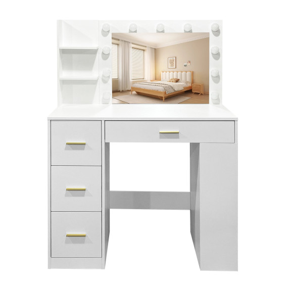 Toaletný stolík so zrkadlom a osvetlením AGA MRDT19 - matný biely