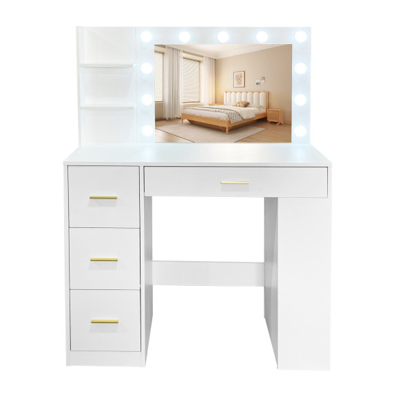 Toaletný stolík so zrkadlom a osvetlením AGA MRDT19 - matný biely