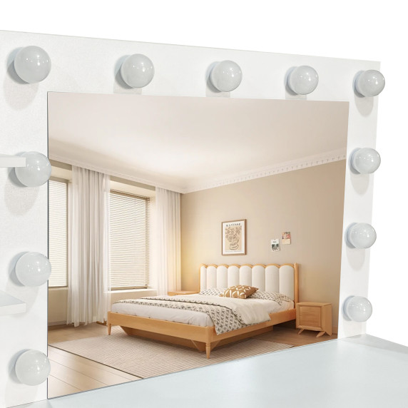 Toaletný stolík so zrkadlom a osvetlením AGA MRDT19 - matný biely